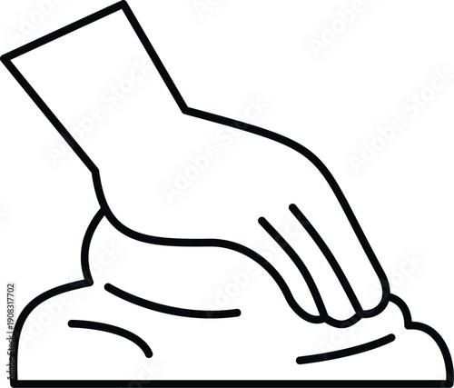 Hand kneading dough for baking bread or preparing pastry