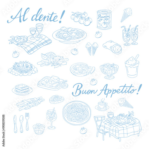 Whimsical Blues: An Italian Doodle Menu