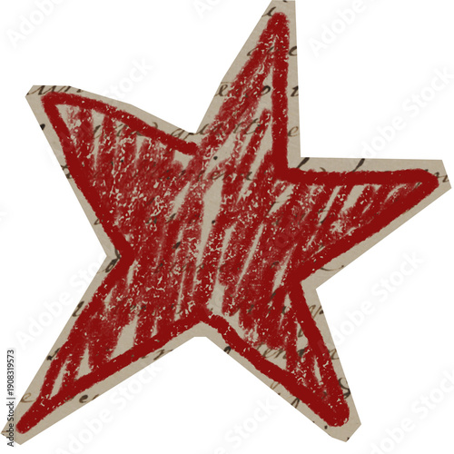 star shape with handdrawn crayon on cutout for scrapbook