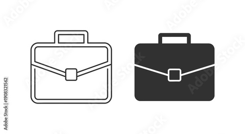 Two briefcase icons are displayed one outlined in white and the other solid black showcasing variations high quality