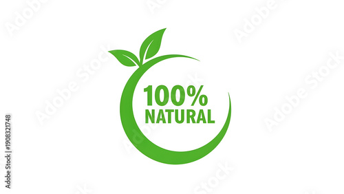 Green 100 natural logo isolated on transparent background