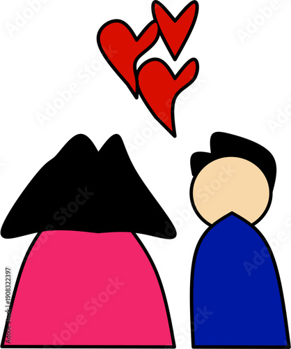 vector illustration of a couple with a love