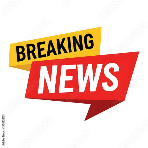 Breaking news isolated on transparent background with bold text