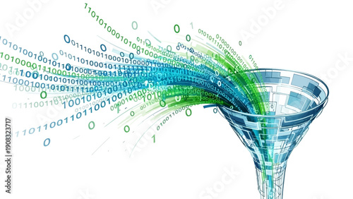 Funnel with Binary Code Flowing Through.