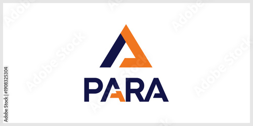 Modern PARA Logo Design with Abstract Blue and Orange Geometric Symbol
