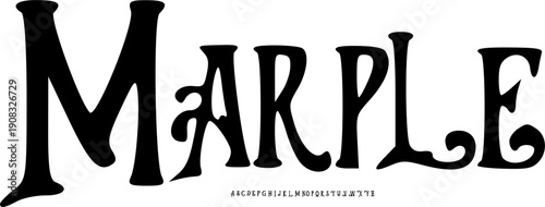 Marple Fantasy Serif Font - Magical Decorative Alphabet Typeface with Fairytale Curves for Novel Covers, Mythical Branding, Kids Storybook, and Enchanted Event Typography Vector Illustration