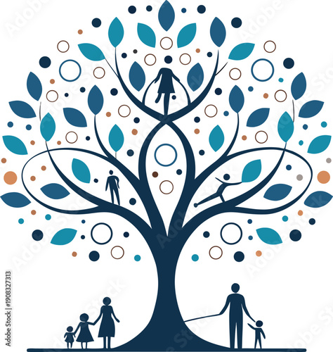 Diverse People Around Family Tree Community Growth