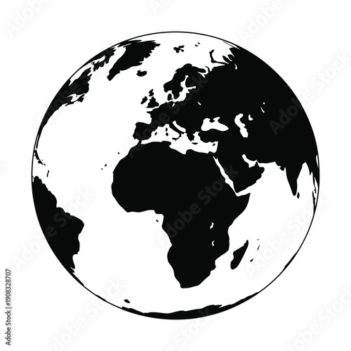 Vector illustration of the earth showing the african and european continents.
