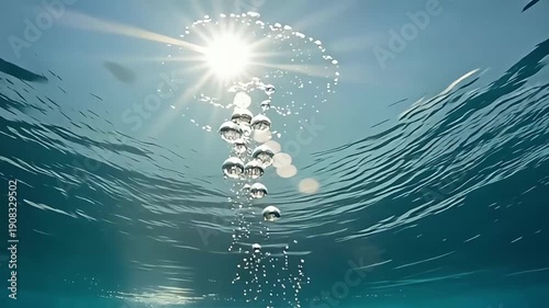 Wallpaper Mural Bubbles rising from the ocean floor towards the sunlit surface, creating a shimmering effect. Torontodigital.ca