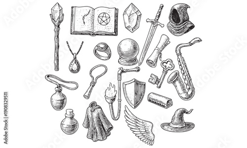 Vintage Magic Symbols Engraving Set