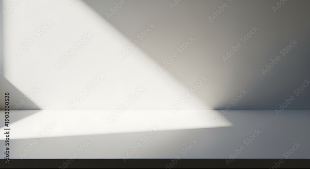 custom made wallpaper toronto digitalMinimalist White Interior Space Bathed in Diagonal Sunlight, Creating Striking Contrasts of Light and Shadow on Walls and Floor