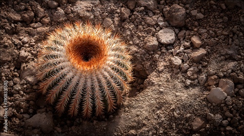 Close-up of a Desert Cactus Flower Blooming in Harsh Sunlight.