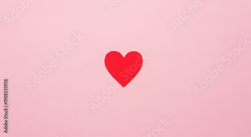 A romantic Valentine's Day illustration featuring a pink paper heart shape on red and pink backgrounds as a symbolic decoration for a love greeting card or wedding celebration gift