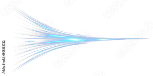 Bright blue light streams converging into a sharp glowing beam, with smooth curved trails and neon highlights, creating a dynamic futuristic energy effect on a dark or transparent background.