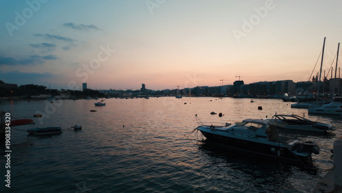 Sliema Waterfront Town in Malta at sunset