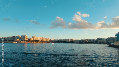Sliema Waterfront Town in Malta on sunny day