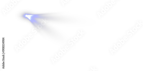 Blue spotlight with a bright star-like core and soft flowing volumetric glow forming abstract light shapes on a dark background, creating a futuristic and atmospheric lighting effect.