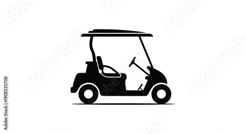 A minimalist black silhouette depicts a golf cart showcasing its basic form and design elements high quality professional