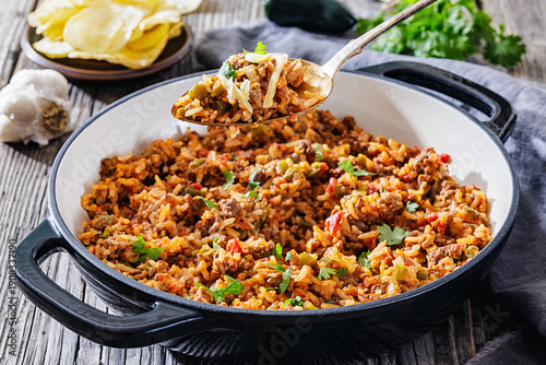 Photos Texas hash of beef pepper onion tomato and rice