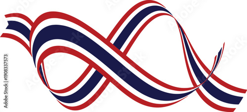 Abstract thailand flag colours ribbons banner isolated on white background