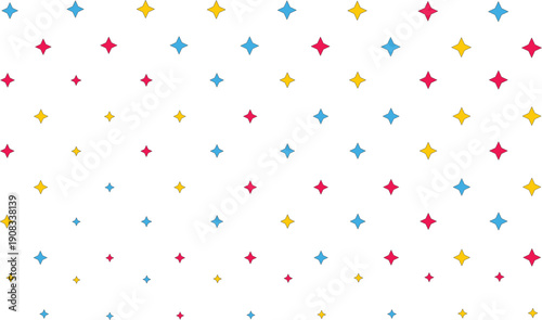 Stars pattern vector illustration festive shapes red blue yellow seamless background