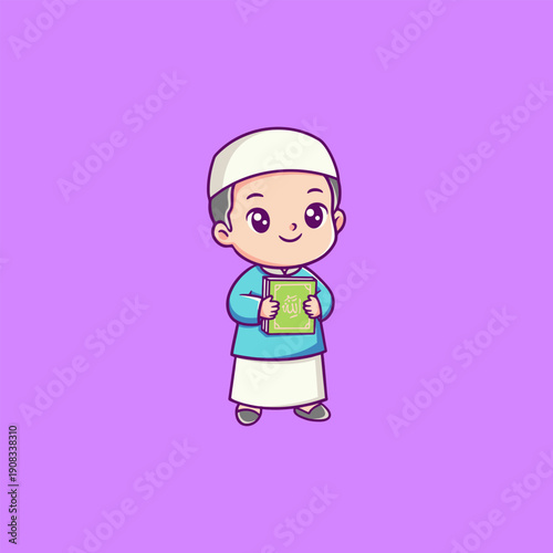 Boy Holding Holy Book Illustration