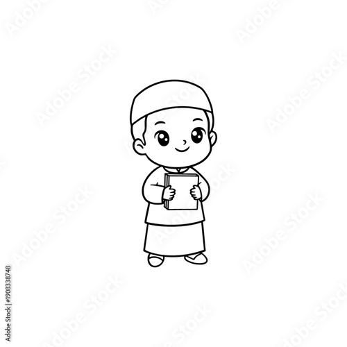 Boy Holding Holy Book Illustration