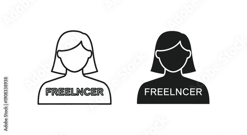 A graphic depicts two simple head silhouettes one white and one black both labeled freelancer high quality professional