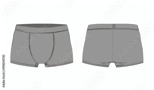 Skin tight briefs underwear technical CAD vector illustration