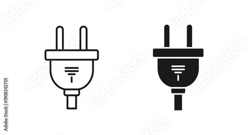 A graphic depiction showcases two distinct electrical plug icons one outlined and one solid black high quality professional