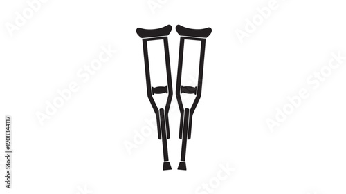 Medical Crutches Icon for Injury Recovery, Support and Healthcare Use