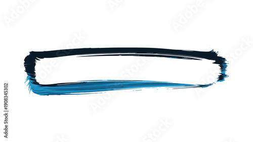 Dynamic horizontal paint brush stroke with a deep blue to black gradient and textured edges on a white background for titles.