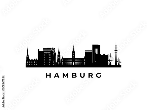 Vector Hamburg skyline. Travel Hamburg famous landmarks. Business and tourism concept for presentation, banner, web site.