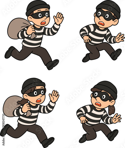 cute robber thief character illustration
