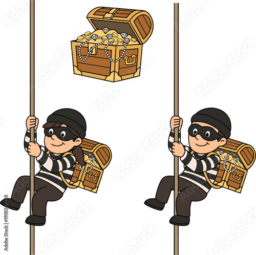 cute robber thief character illustration