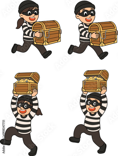 cute robber thief character illustration