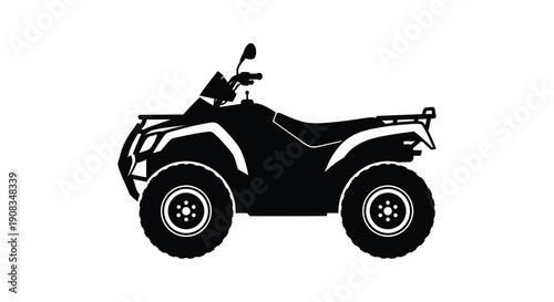 A stark black silhouette depicts a powerful all terrain vehicle showcasing its rugged design and off road capabilities high quality