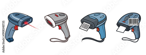 Barcode Scanner Devices Set for Retail Inventory and POS Technology Vector
