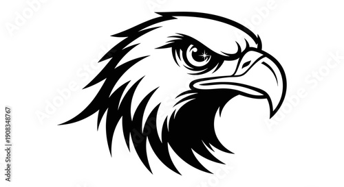 Eagle Head Emblem Black and White Graphic Design