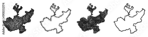 Sketch Jalisco outline map design set