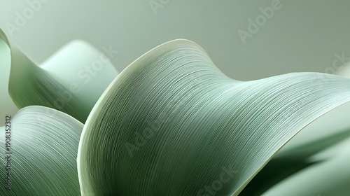 Close up macro shot of delicate green plant leaves with soft lighting.