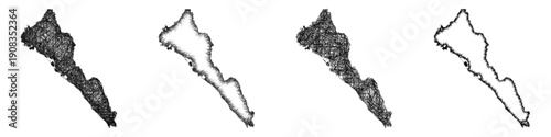 Sketch Sinaloa outline map design set