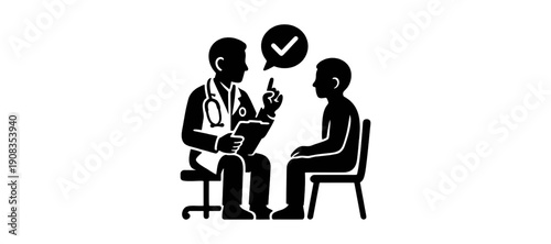 Medical Doctor Advising Patient In Clinic Consultation Healthcare Icon Illustration
