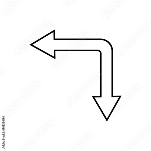 flat logo vector of down and sideways arrow