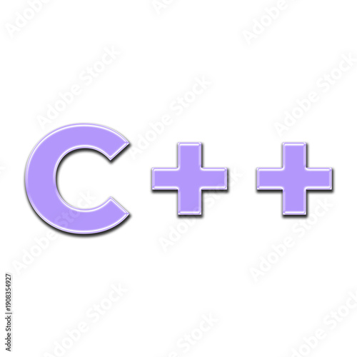 Purple symbol of the C++ programming language on a black background. Minimalistic 3D render with glossy effect and soft glow. Concept of software development, coding, technology, and learning programm