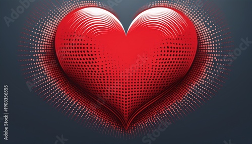 vibrant red heart shape rendered with classic halftone dots on a clean background creating a stylish retro graphic design pattern halftone vector