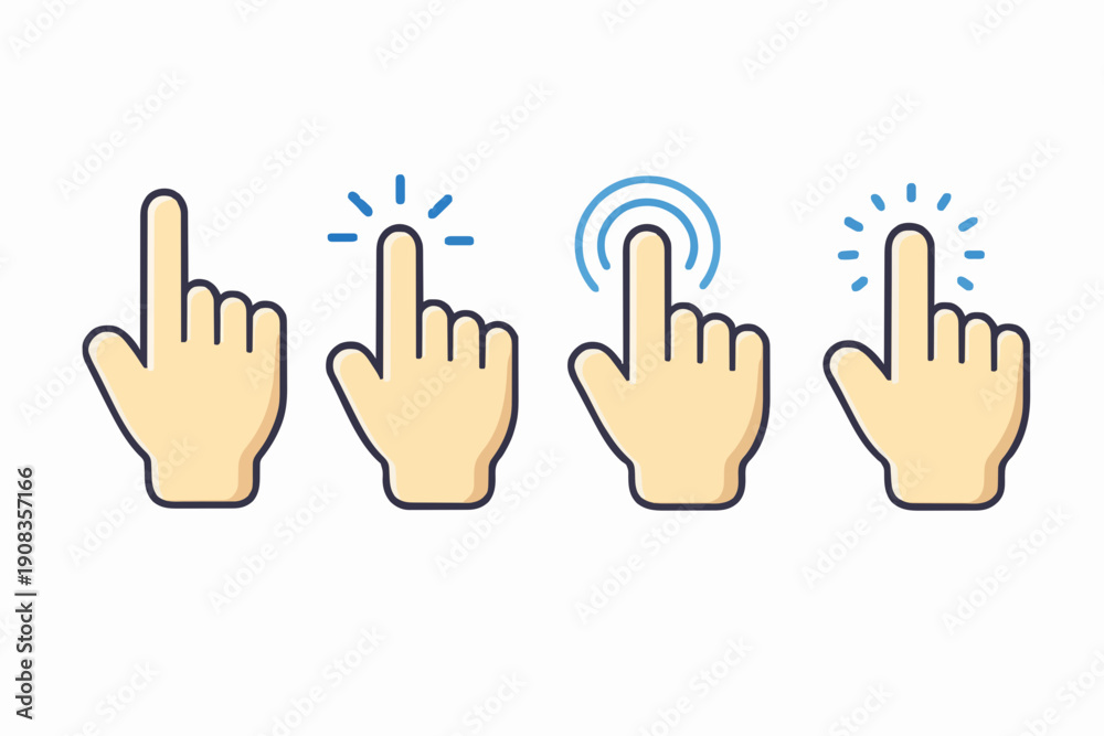 Fototapeta premium Simple Hand Click Icons Set