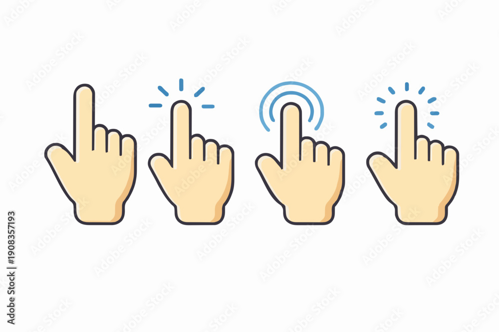 Obraz premium Simple Hand Pointing Icons Set