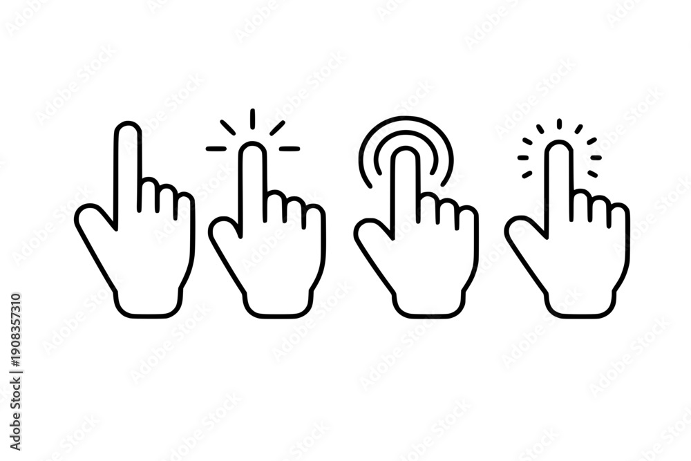 Fototapeta premium Simple Hand Pointing Icons