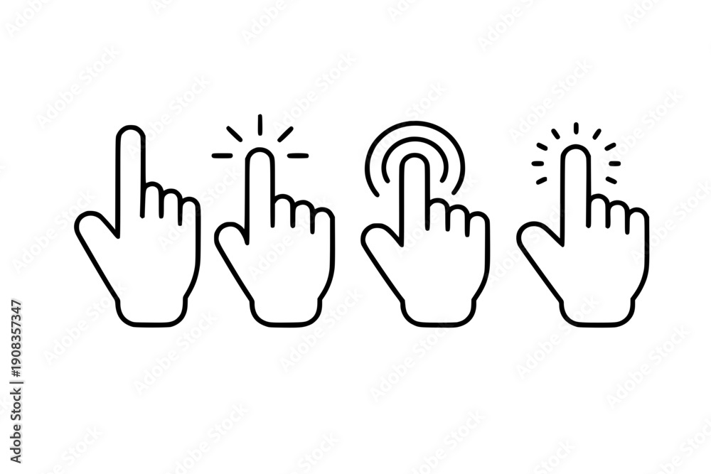 Obraz premium Simple Hand Cursor Icons Set